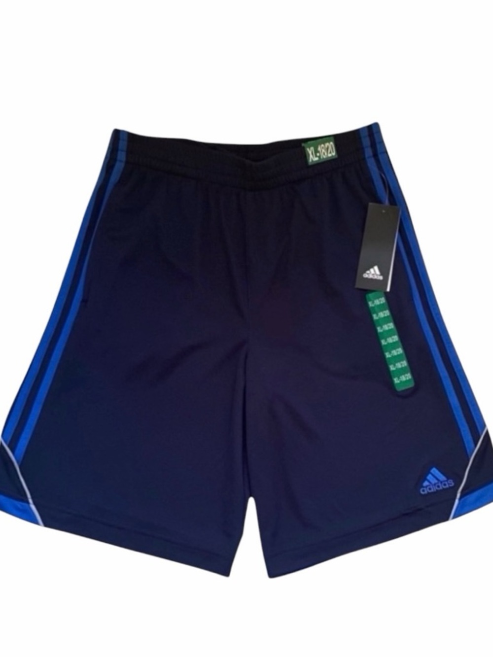Adidas Navy Blue Side Stripe Performance Core Athletic Shorts Size XL - Picture 3 of 4